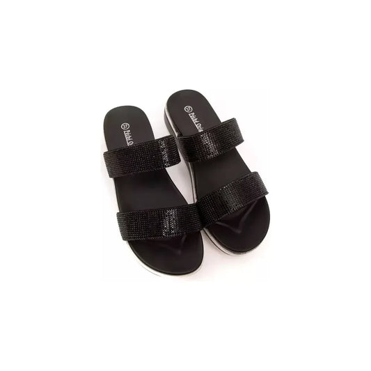 Péché Originel Chic Rhinestone Twin-Strap Low Sandals Péché Originel Black