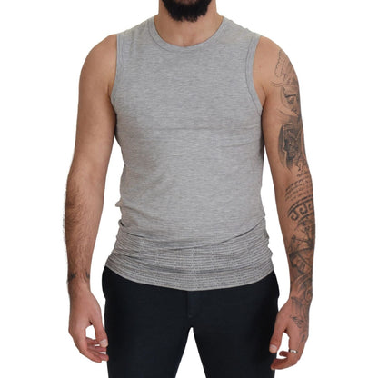 Ermanno Scervino Grey Sleeveless Men Pullover T-shirt