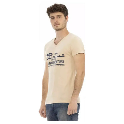 Trussardi Action Beige Cotton Men T-Shirt