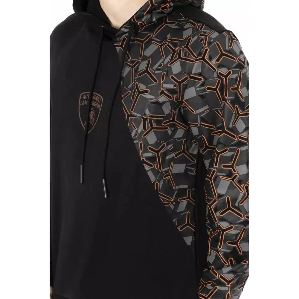 هودي رجالي من القطن باللون الأسود من Automobili Lamborghini