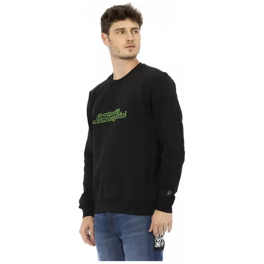 Automobili Lamborghini Black Cotton Men Sweater Automobili Lamborghini Dark Slate Gray