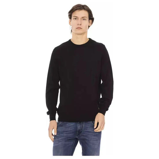 Baldinini Trend Black Fabric Men Sweater Baldinini Trend Dark Slate Gray