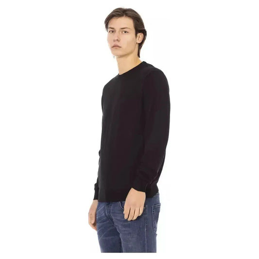 Baldinini Trend Black Fabric Men Sweater Baldinini Trend Dark Slate Gray
