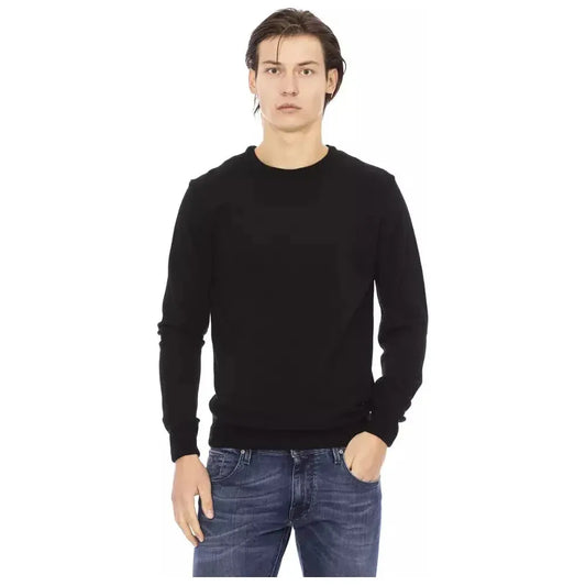 Baldinini Trend Black Fabric Men Sweater Baldinini Trend Dark Slate Gray