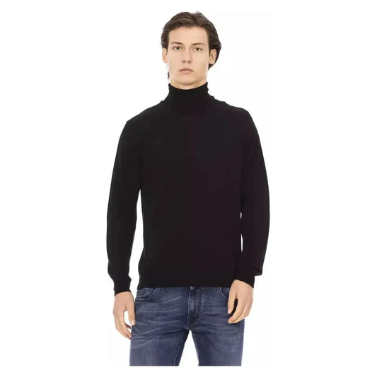 Baldinini Trend Black Fabric Men Sweater Baldinini Trend Dark Slate Gray