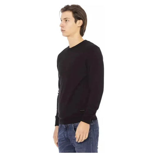 Baldinini Trend Black Fabric Men Sweater Baldinini Trend Dark Slate Gray