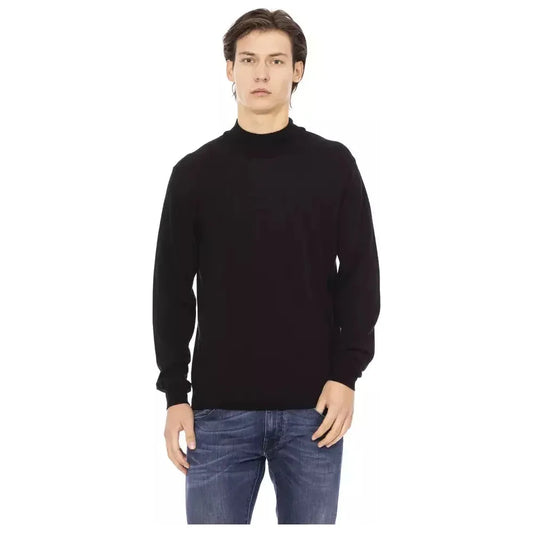 Baldinini Trend Black Fabric Men Sweater Baldinini Trend Dark Slate Gray