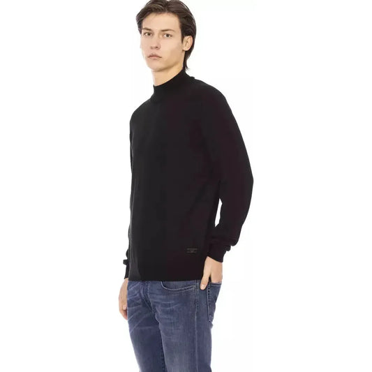 Baldinini Trend Black Fabric Men Sweater Baldinini Trend Dark Slate Gray