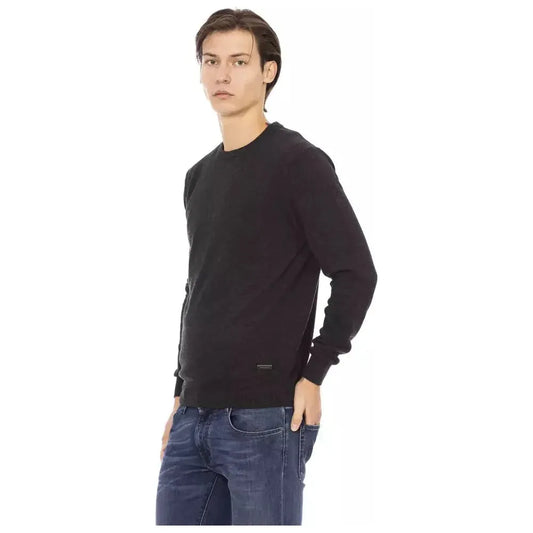 Baldinini Trend Black Wool Men Sweater Baldinini Trend Dark Slate Gray