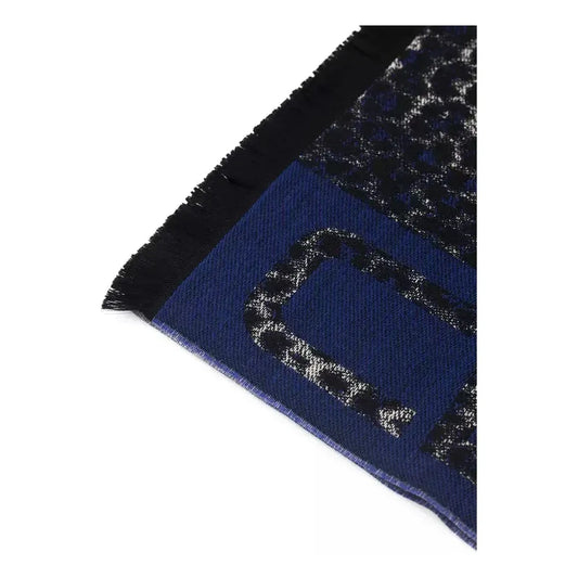Cavalli Class Blue Wool Men Scarf Scarves Cavalli Class Dark Slate Gray