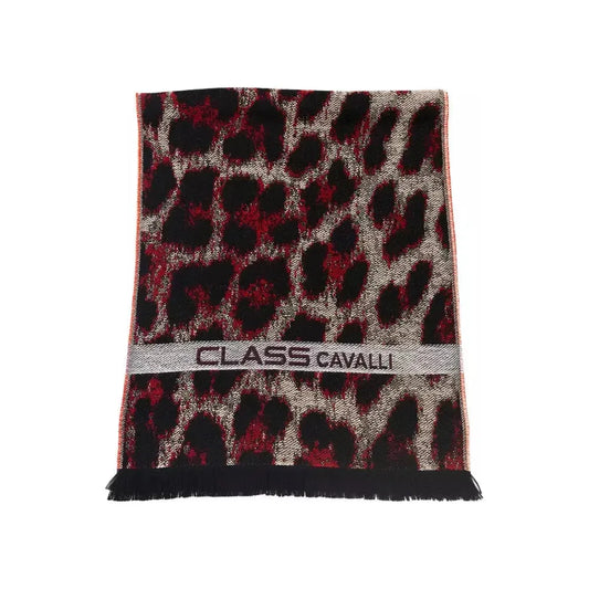 Cavalli Class Burgundy Wool Men Scarf Scarves Cavalli Class Black