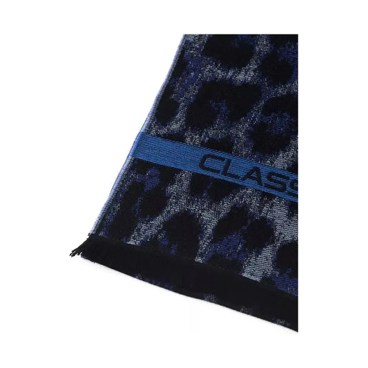 Cavalli Class Blue Wool Men Scarf Scarves Cavalli Class Black