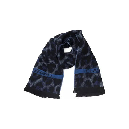 Cavalli Class Blue Wool Men Scarf Scarves