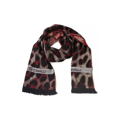 Cavalli Class Burgundy Wool Men Scarf Scarves