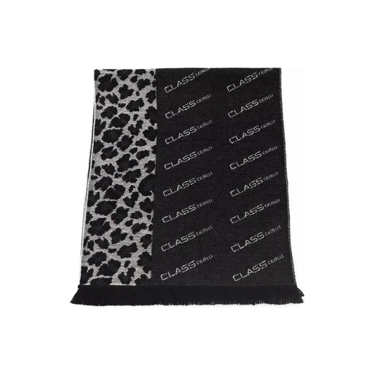 Cavalli Class Black Wool Men Scarf Scarves Cavalli Class Black