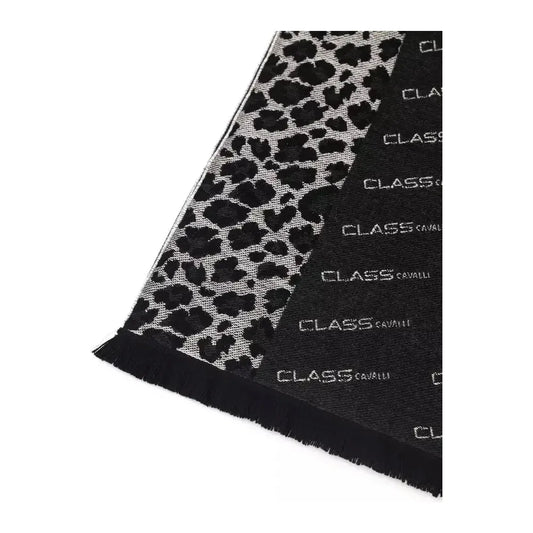 Cavalli Class Black Wool Men Scarf Scarves Cavalli Class Black