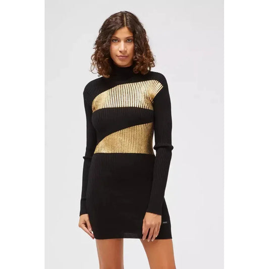 Custo Barcelona Black Viscose Women Sweater Dress Custo Barcelona Beige