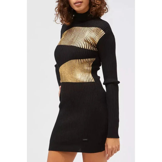 Custo Barcelona Black Viscose Women Sweater Dress Custo Barcelona Beige
