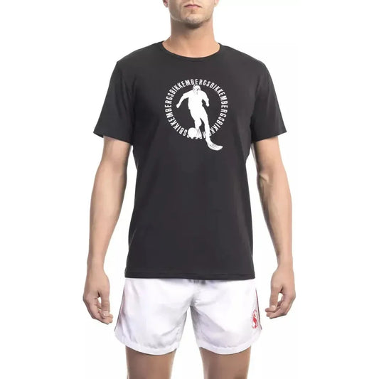 Bikkembergs Black Cotton Men T-Shirt Bikkembergs Light Gray