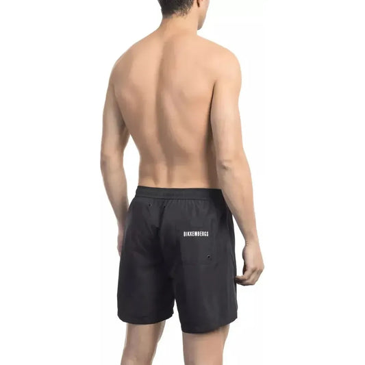 Bikkembergs Black Polyester Men Swim Short Bikkembergs Rosy Brown