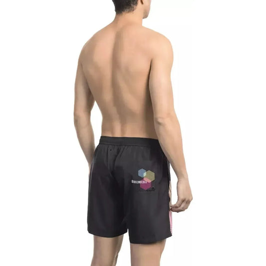 Bikkembergs Black Polyester Men Swim Short Bikkembergs Rosy Brown