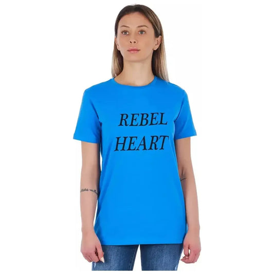 Frankie Morello Light Blue Cotton Women T-Shirt Frankie Morello Dodger Blue