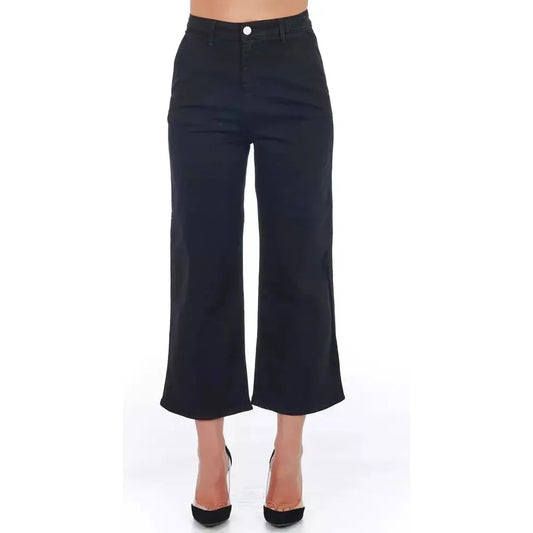 Frankie Morello Black Cotton Women Cropped Trouser Frankie Morello Dark Slate Gray