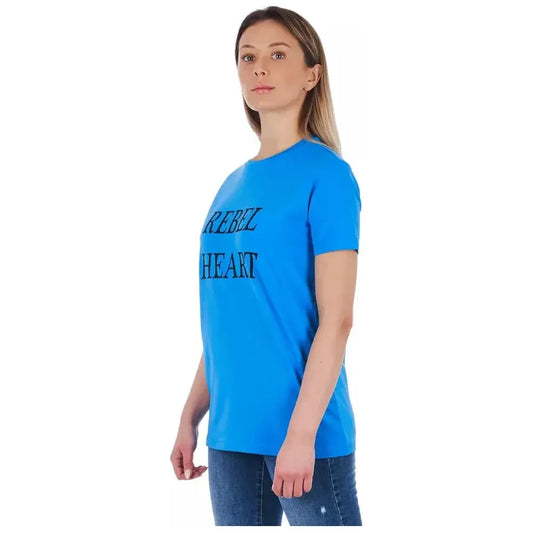 Frankie Morello Light Blue Cotton Women T-Shirt Frankie Morello Dodger Blue
