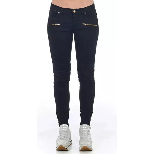Frankie Morello Black Cotton Women Jeans Jeans & Pants Frankie Morello Dark Slate Gray