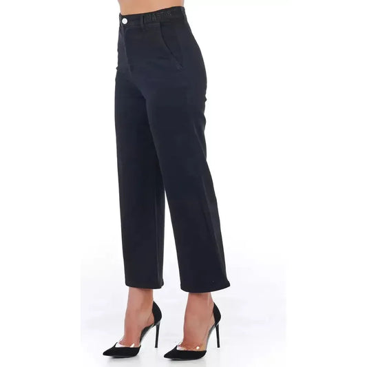 Frankie Morello Black Cotton Women Cropped Trouser Frankie Morello Dark Slate Gray