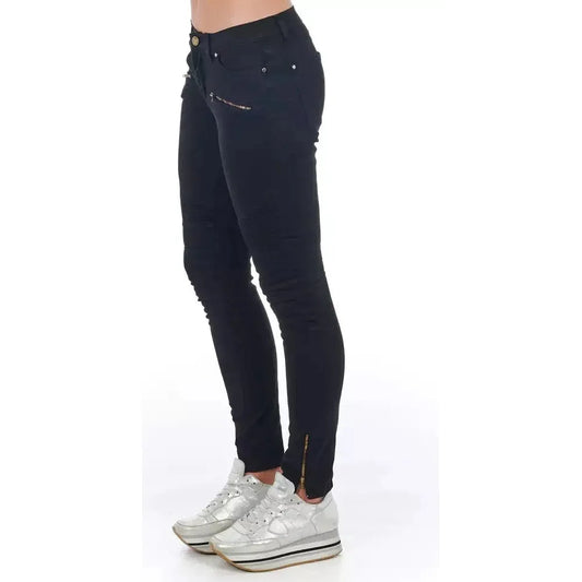 Frankie Morello Black Cotton Women Jeans Jeans & Pants Frankie Morello Dark Slate Gray