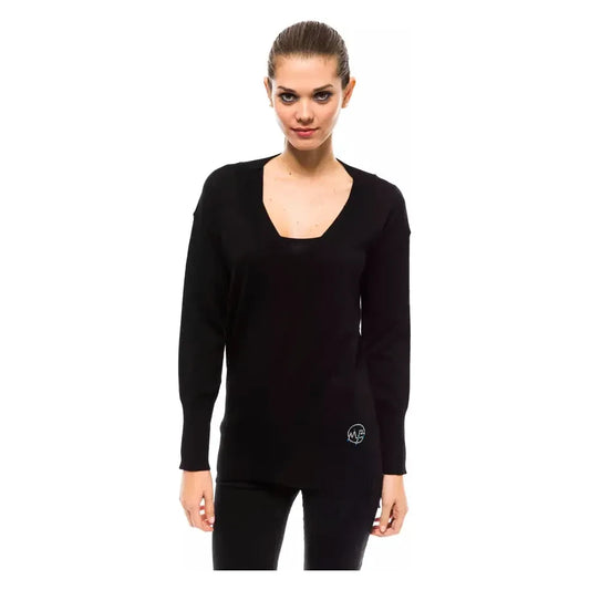 Montana Blu Black Wool Women Sweater Montana Blu Tan