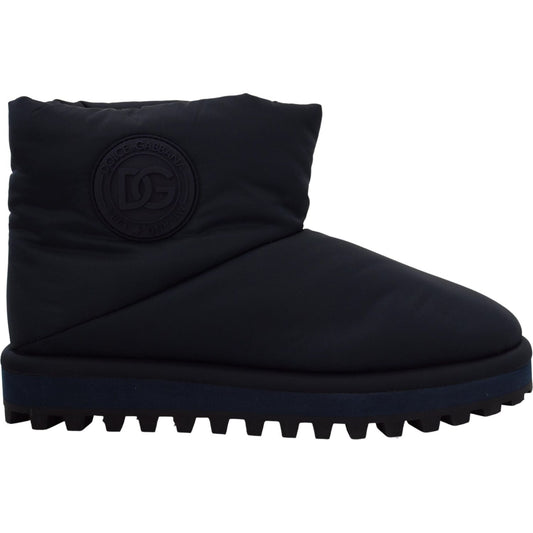 Dolce & Gabbana Blue Nylon Boots Padded Mid Calf Shoes
