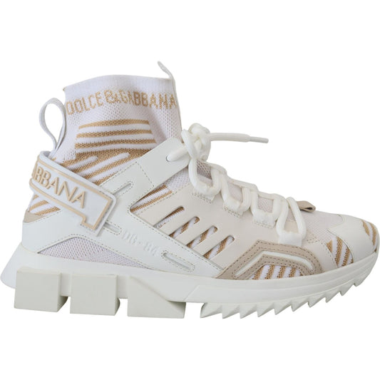 Dolce & Gabbana White Beige Sorrento Sneakers Shoes