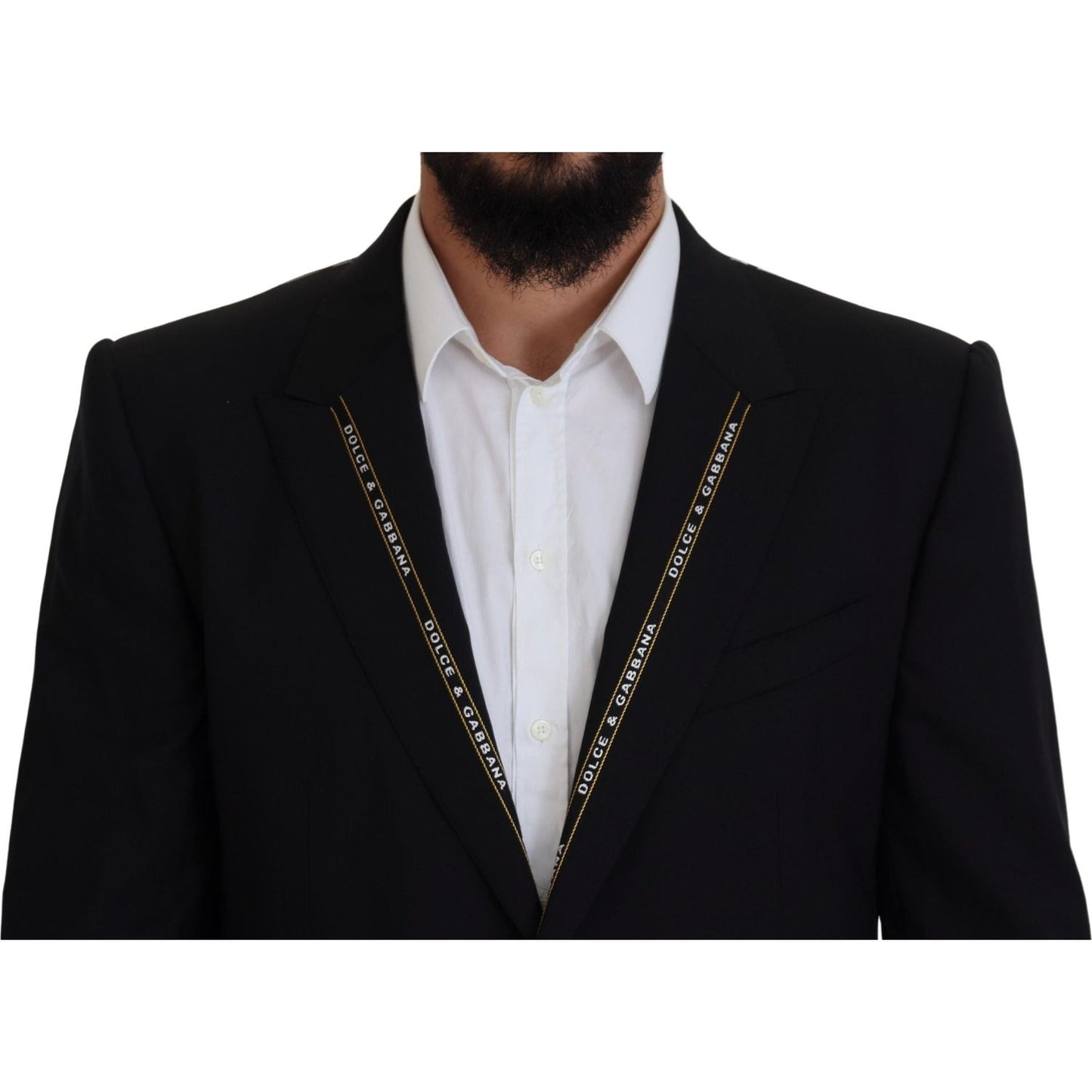 Dolce & Gabbana Black Wool Stretch Slim Fit Jacket Blazer