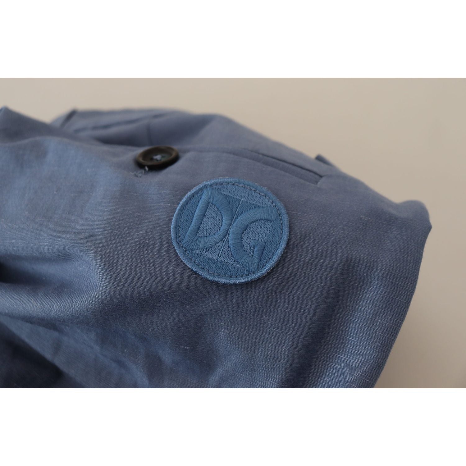 بنطلون دولتشي آند غابانا الأنيق باللون الأزرق من مزيج الكتان والقطن