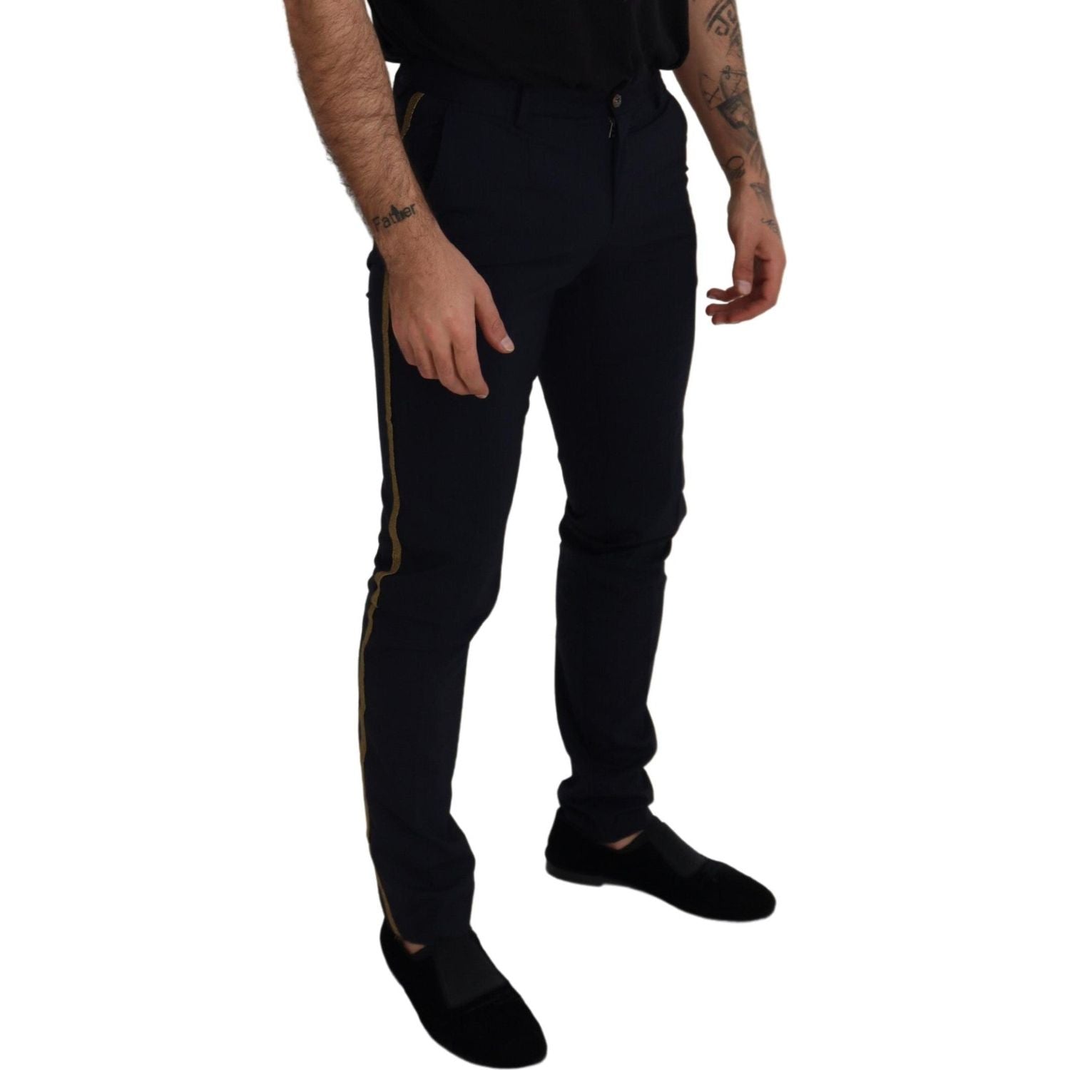 بنطلون دولتشي آند غابانا الأنيق المصنوع من مزيج الصوف باللون الأسود