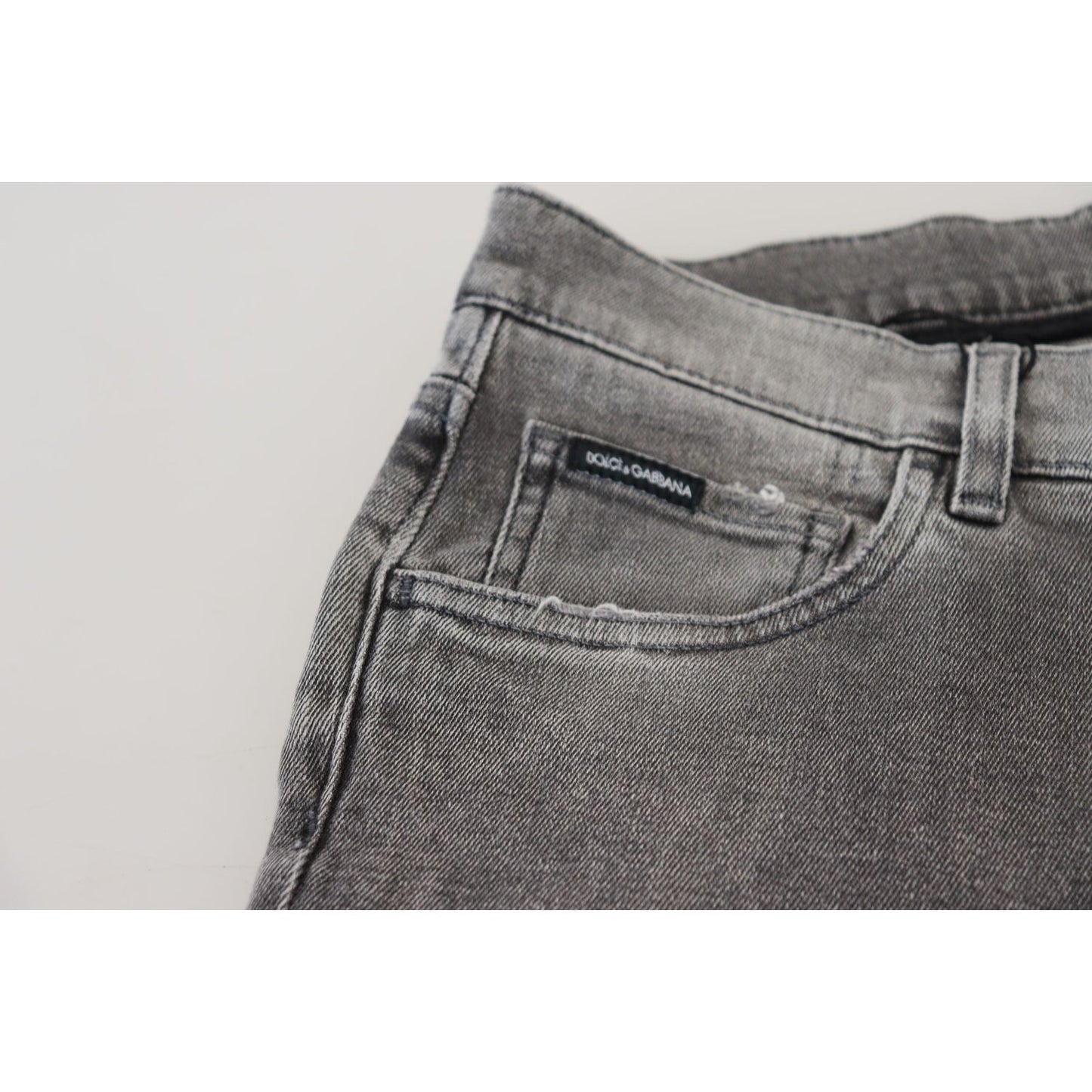 Dolce & Gabbana Grey Washed Cotton Skinny Denim Jeans
