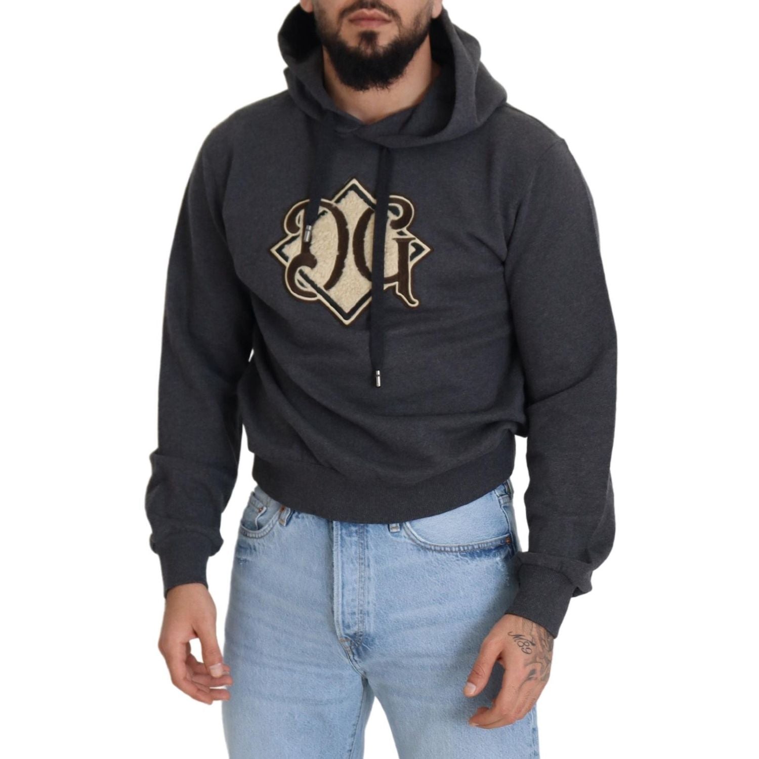 Dolce & Gabbana Gray Logo Cotton Hooded Sweatshirt Sweater