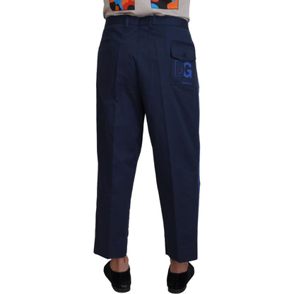 Dolce & Gabbana Blue Cotton Men Cropped Pants