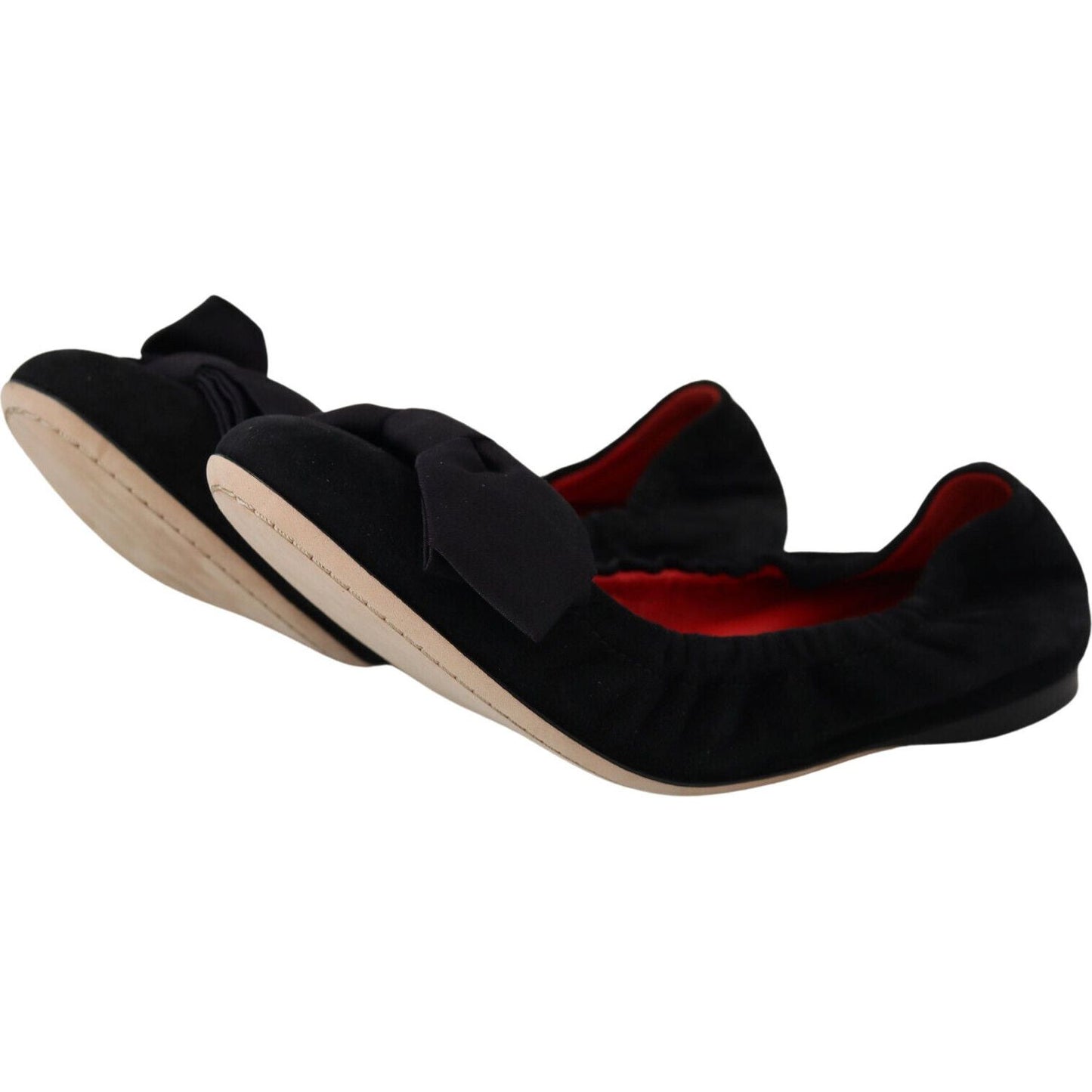 Dolce & Gabbana Black Suede Flat Slip On Ballet Shoes