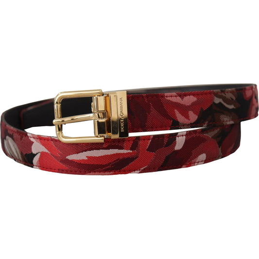 Dolce & Gabbana Red Multicolor Leather Belt with Gold-Tone Buckle Dolce & Gabbana Dark Slate Gray