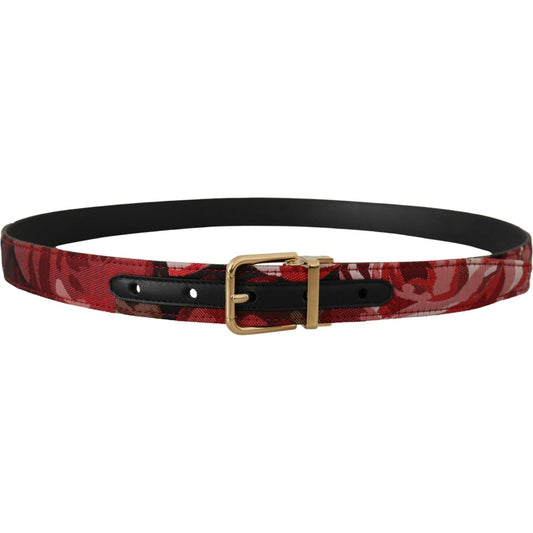 Dolce & Gabbana Red Multicolor Leather Belt with Gold-Tone Buckle Dolce & Gabbana Black