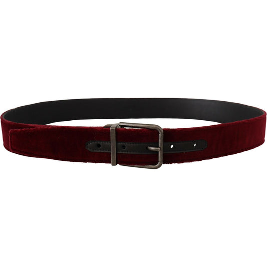Dolce & Gabbana Velvet Maroon Elegance Belt Dolce & Gabbana Black