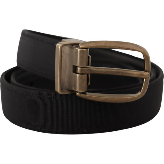 Dolce & Gabbana Elegant Grosgrain Leather Belt - Black Dolce & Gabbana Black