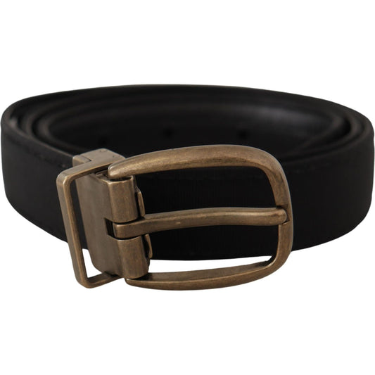 Dolce & Gabbana Elegant Grosgrain Leather Belt - Black Dolce & Gabbana Black