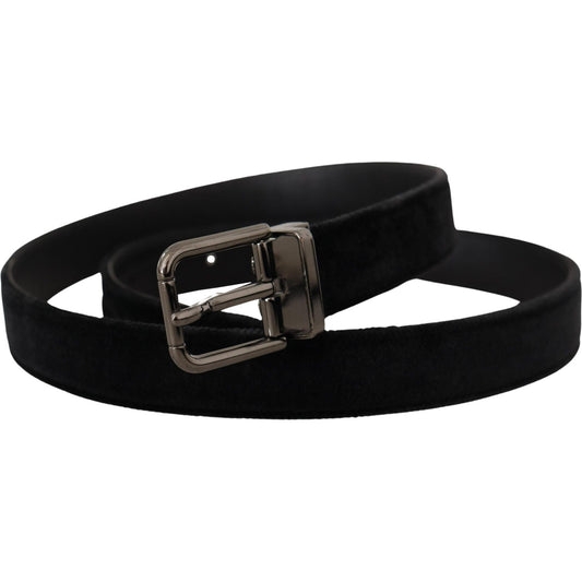 Dolce & Gabbana Elegant Black Leather Belt with Silver Tone Buckle Dolce & Gabbana Black