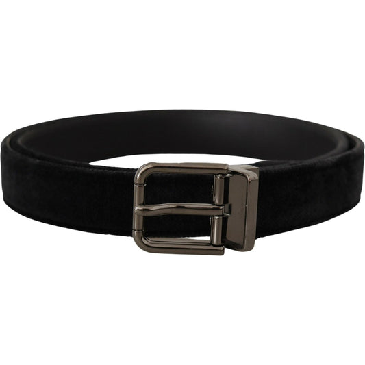 Dolce & Gabbana Elegant Black Leather Belt with Silver Tone Buckle Dolce & Gabbana Black