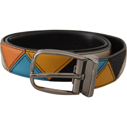 Dolce & Gabbana Elegant Multicolor Leather Belt with Silver Buckle Dolce & Gabbana Dark Slate Gray