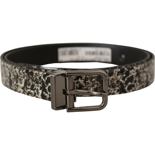 Dolce & Gabbana Elegant Marble Print Leather Belt Dolce & Gabbana Dark Slate Gray